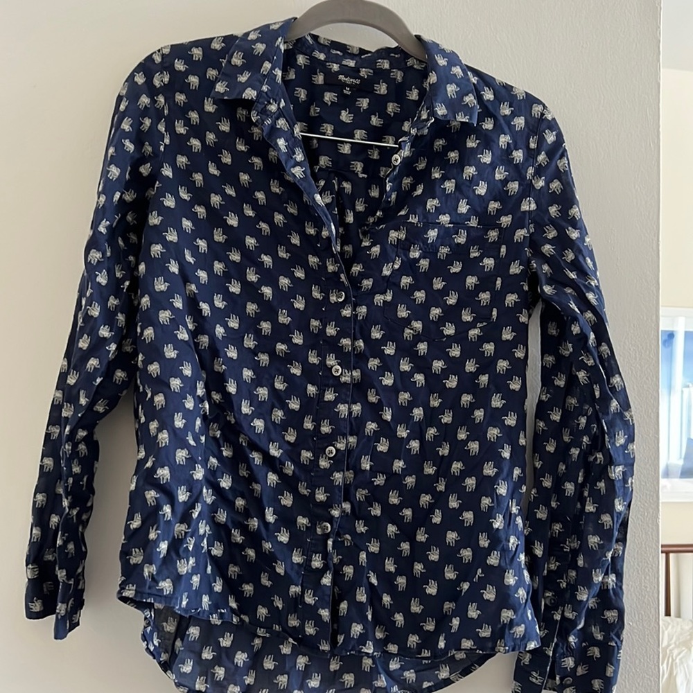 Button down madewell shirt (elephant print) - size: M